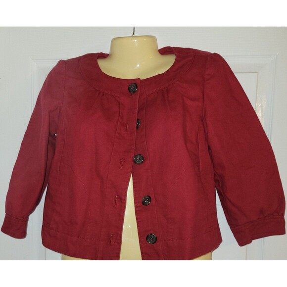 Ann Taylor Petites Red Blazer Jacket Size 0P Work Business Lined Jacket - Picture 2 of 6
